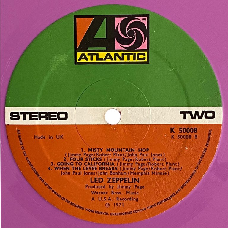 LP Led Zeppelin IV UK, Colored Vinyl (K50008) 4 Zepfan