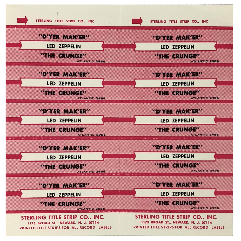 D'yer Mak'er (1973) Jukebox Strips (USA) Zepfan